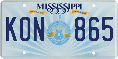 MS license plate KON865