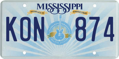 MS license plate KON874