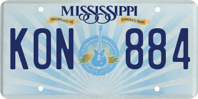 MS license plate KON884