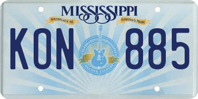 MS license plate KON885