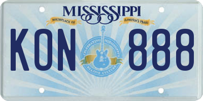 MS license plate KON888
