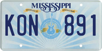 MS license plate KON891