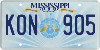 MS license plate KON905
