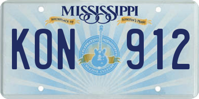 MS license plate KON912