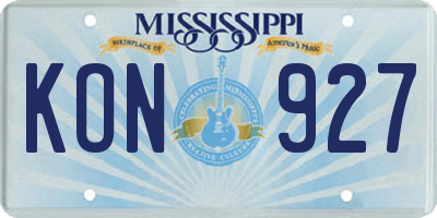 MS license plate KON927