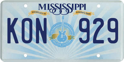 MS license plate KON929