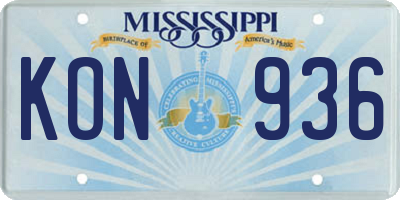 MS license plate KON936