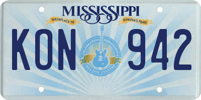 MS license plate KON942