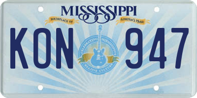 MS license plate KON947