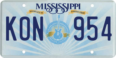 MS license plate KON954