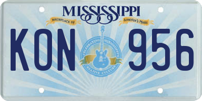 MS license plate KON956