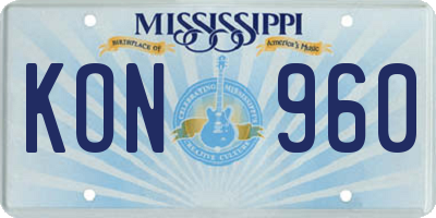 MS license plate KON960
