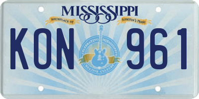 MS license plate KON961