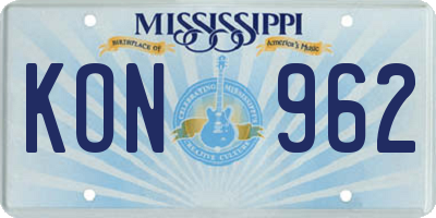 MS license plate KON962