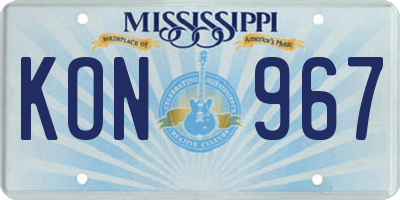 MS license plate KON967