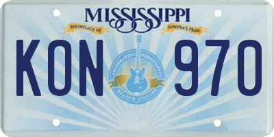 MS license plate KON970
