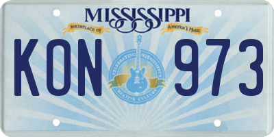 MS license plate KON973