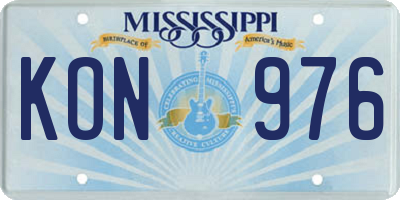 MS license plate KON976