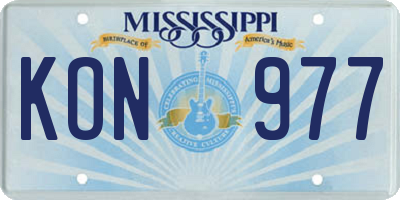MS license plate KON977