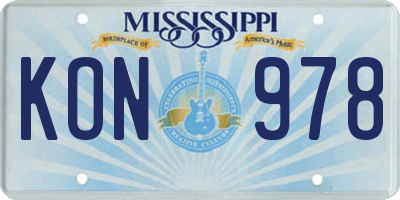 MS license plate KON978