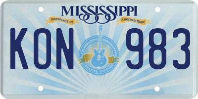 MS license plate KON983