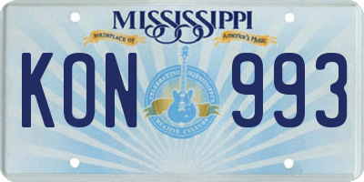 MS license plate KON993