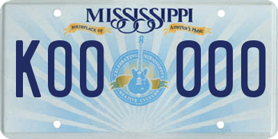 MS license plate KOO000