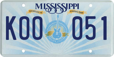 MS license plate KOO051