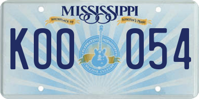MS license plate KOO054