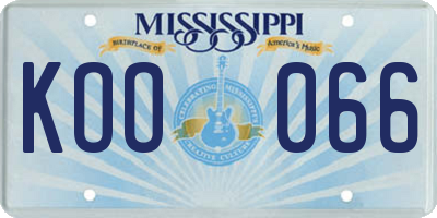 MS license plate KOO066