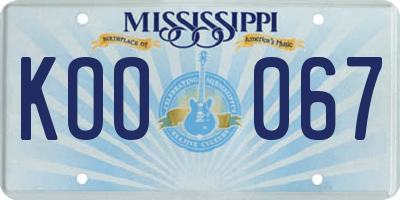 MS license plate KOO067