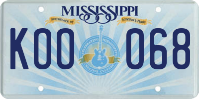 MS license plate KOO068