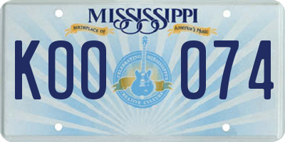 MS license plate KOO074