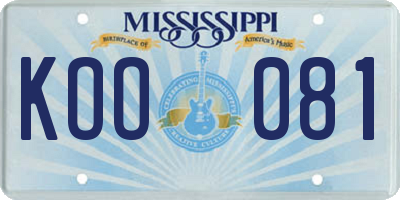 MS license plate KOO081