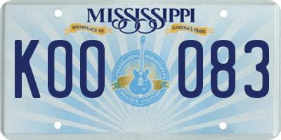 MS license plate KOO083