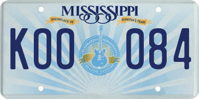 MS license plate KOO084