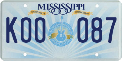 MS license plate KOO087