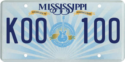 MS license plate KOO100