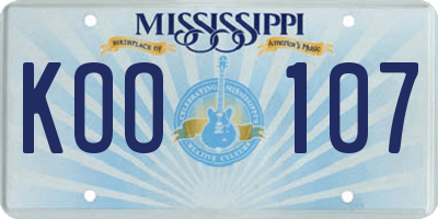 MS license plate KOO107