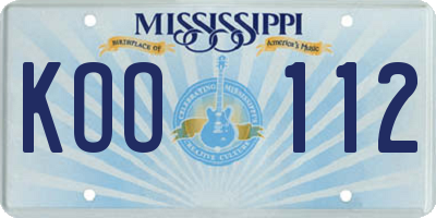 MS license plate KOO112