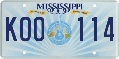 MS license plate KOO114