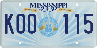 MS license plate KOO115