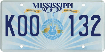 MS license plate KOO132