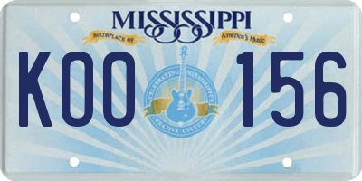 MS license plate KOO156