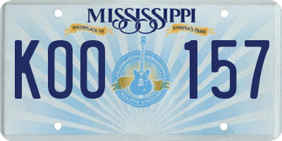MS license plate KOO157
