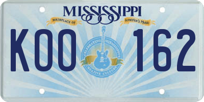 MS license plate KOO162