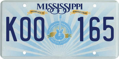 MS license plate KOO165