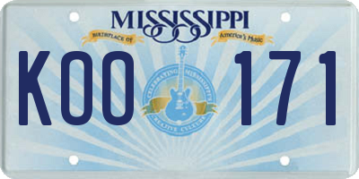 MS license plate KOO171