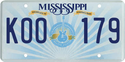 MS license plate KOO179