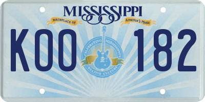 MS license plate KOO182